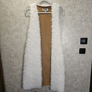 Y2K Ecote' Faux Fur Boho Festival Duster Cardigan Vest Size XS